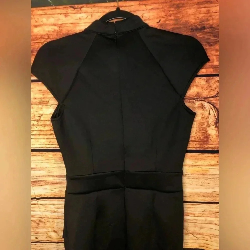 Black Ruffle Cocktail Dress with wrap neck - Picture 13 of 16